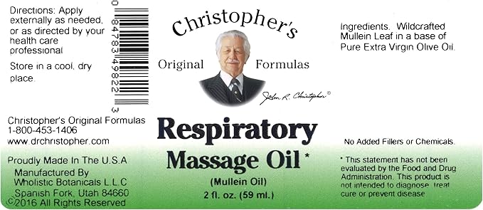 Christopher’s Original Formulas Respiratory Massage Oil, Herbal Blend for Lungs & Sinuses, 2 oz