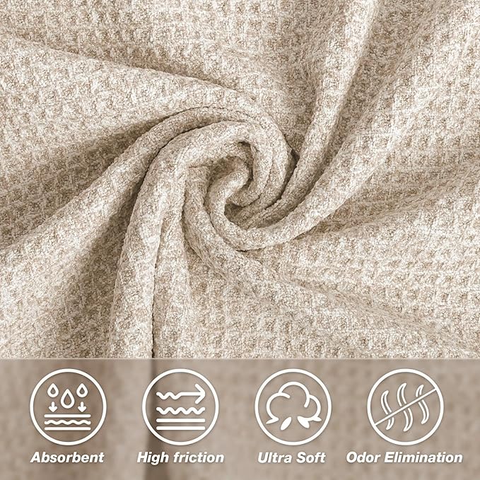 Hot Yoga Towel,Microfiber Yoga Mat Towels Non Slip for Hot Yoga Absorbent Microfiber Sweat Anti-Slip Cover,Bikram,Pilates,Exercise,Fitness 24 inch X 72 inch Beige 2 Pack