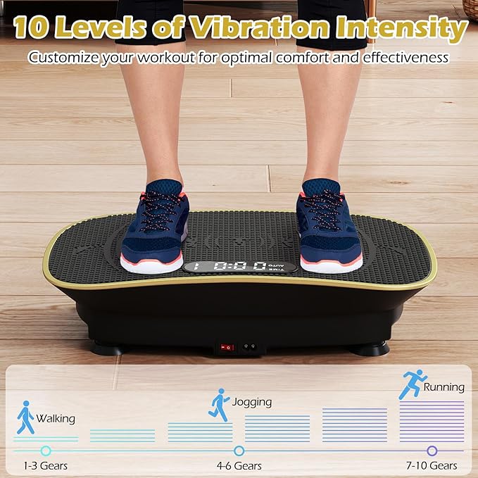 Goplus Vibration Plate Exercise Machine, Vibrating Platform for Lymphatic Drainage w/Remote, LED Display, Home Workout Full Body Shake Board for Weight Loss
