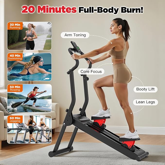 Magnetic Stair Stepper for Home,Vertical Climber Adjustable Resistance Up to 77LBS,Folding Compact Cardio Stair Climber with 350LBS Weight Capacity,19''Extended Stride