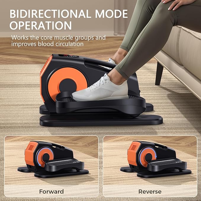 Under Desk Elliptical Machine, 2-in-1 Electric Leg Exerciser for Seniors, Quiet & Compact Pedal Exerciser with Remote, 12 Speed Elliptical Exercise Machine for Home Office