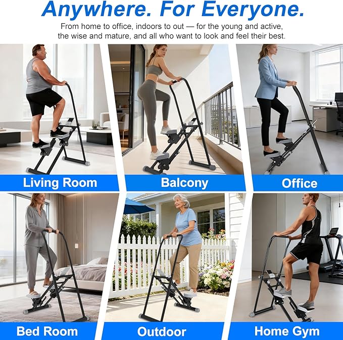 OVER SELF Stair Stepper at Home, Stair Stepper with Handlebar for Full-Body Workout, for Compact Folding Stair Climber with Adjustable Handlebar/Pedal, 350lbs Weight Capacity, Knee-Friendly
