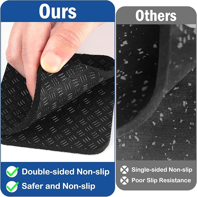6 Pcs Walking Pad Mat, Treadmill Mat Pads, 4" x 4" x 0.2" Double-Sided Non-Slip Exercise Equipment Mat, High Density Silicone Anti Vibration Pad for Protect Floors, Noise Reduction