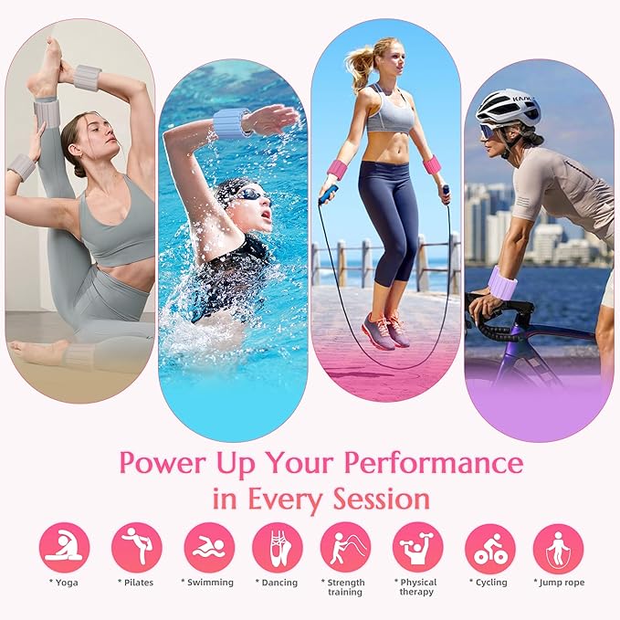 Wrist Weights Ankle Weights for Women 1 Pair (1.1 lb/2.2 lb Each) Silicone Magnetic Leg Arm Weighted Bracelet for Home Yoga Pilates Gym Workout Walking Jogging