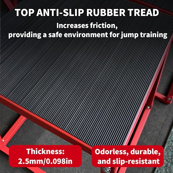 Metal Plyometric Jumping Box, 12 Inch Steel Plyo Box for Fitness Exercise Home Gym, Red, 550 LBS