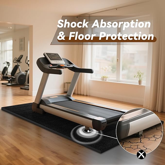 Walking Pad Mat for Carpet, Treadmill Mat for Hardwood Floors, Bike Mats Compatible with Peloton – Non-Slip Exercise Mats, Shock Absorbing & Floor Protection for Home Gym Use (71" x 32"x0.24"Th)