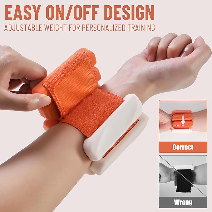Wrist & Ankle Weights for Women and Men, 2lbs/4lbs Pairs Adjustable Silicone Weighted Bangles for Arm & Leg Workouts, Perfect for Pilates, Barre, Yoga, Walking & Home Fitness 24055