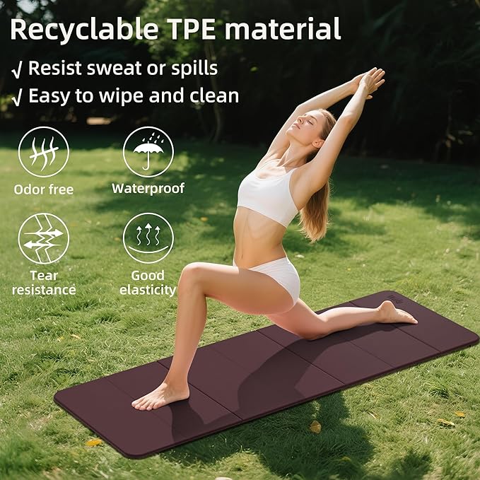 1/2 Inch Extra Thick Yoga Mat Pilates Equipment, 70"x24" Odorless Workout Mats for Home Gym, Non-slip Exercise Mats for Women Men Home Workout, Foldable Yoga Mats for Travel Camping Sleeping
