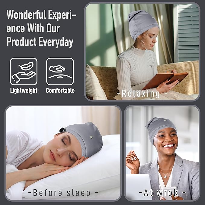 Castor Oil Pack Wrap for Head, Reusable Hat Wrap Organic Cotton for Women Sleeping，Castor Oil Pack Kit for Thinning, Balding, Dry and Damaged Hair(Oil Not Included) M