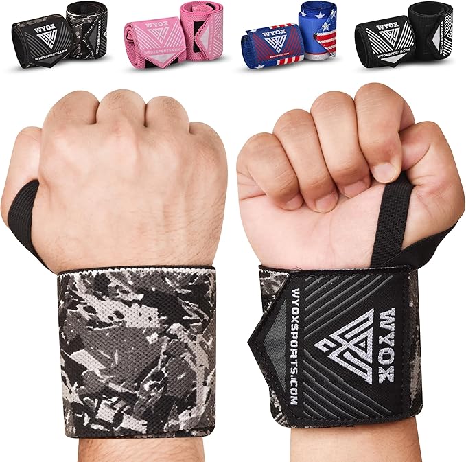 WYOX Wrist Wraps For Weight Lifting With Thumb Loop & power lifting Wrist Straps For Bench Press and Pushups Training Support and Protection Wrist Support for bodybuilding