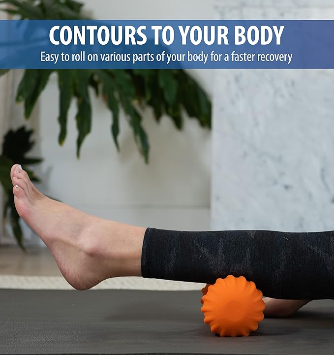 Zyllion Vibrating Peanut Massage Ball with 4 Modes - Cordless Rechargeable Electric Deep Tissue Massager Roller for Muscle Pain Relief, Orange, ZMA-30