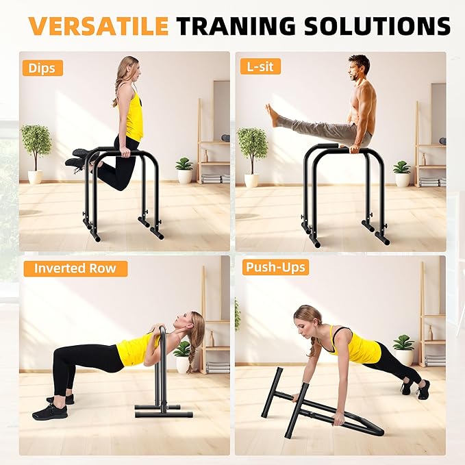 Outdoor Basic Adjustable Dip Bar Station - Heavy Duty Parallel Bars, Extra Tall & Thickened Steel Design for Home Gym, Calisthenics & Strength Training