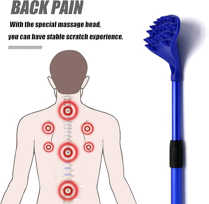 EASACE Back Scratcher for Women Men Extendable with Strong ABS Massage Head, 21inch Body Scratcher for Adults - Pets Compact - Retractable（Blue）