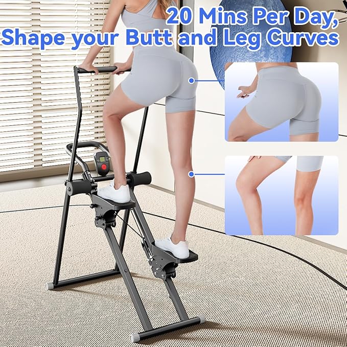 Stair Stepper & Ab Machine by SEWD, 2-in-1 Cardio Workout Equipment with Adjustable Handlebar & Large Pedals, 90% Pre-Assembled Fitness Equipment, Quickly Switch from Stepper to Abdominal Machine