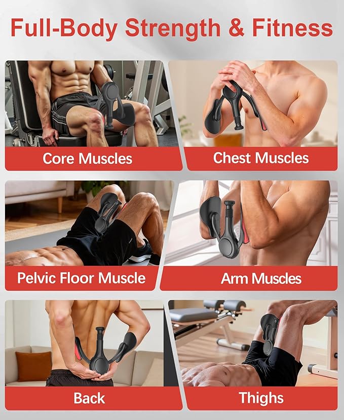 Pelvic Floor Exercise Devices Kegel Exerciser Muscle Trainer 15-70lbs Adjustable for Women/Men, Inner Thigh Exerciser Hip Abductor Machine with Resistance Band, Leg Workout