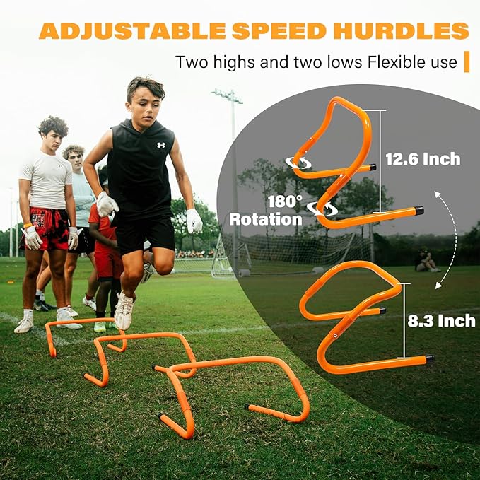Soccer Agility Training Equipment Set, 20ft Speed Ladder, 12 Soccer Cones, 4 Hurdles, Running Parachute, Jump Rope, Basketball Football Soccer Training Equipment