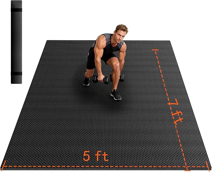 VTORY Extra Thick Large Exercise Mat, 6'x4'/7'x5'/8'x6'/10'x6'x8mm(1/3 inch) , Non-Slip, PVC, Ultra Durable, Heavy-Duty Mat, Shoes-Friendly, High-Density, Large Wide Yoga Mat, Workout Mat for Home Gym, Cardio, Strength, HIIT, MMA