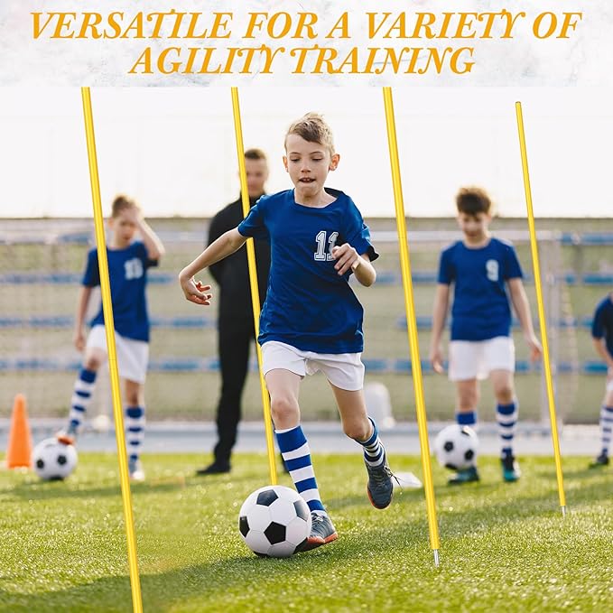 Blulu Training Agility Poles 5ft Forza Slalom Adjustable Soccer Training Poles Soccer Sticks Agility Equipment for Football Sport Football Soccer Speed