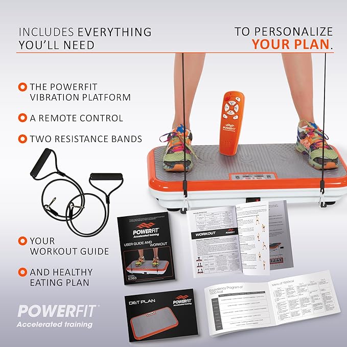 Powerfit Vibration Plate Exercise Machine - Waver Full Body Vibration Platform for Weight Loss & Lymphatic Drainage