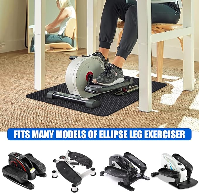 TOBWOLF Non-Slip Workout Mat for Ellipse Leg Exerciser, Ellipse Machine Mat, Exercise Mat for Under Desk Ellipticals, Suitable for Electric Seated Foot Pedal Exerciser, Stability & Floor Protection