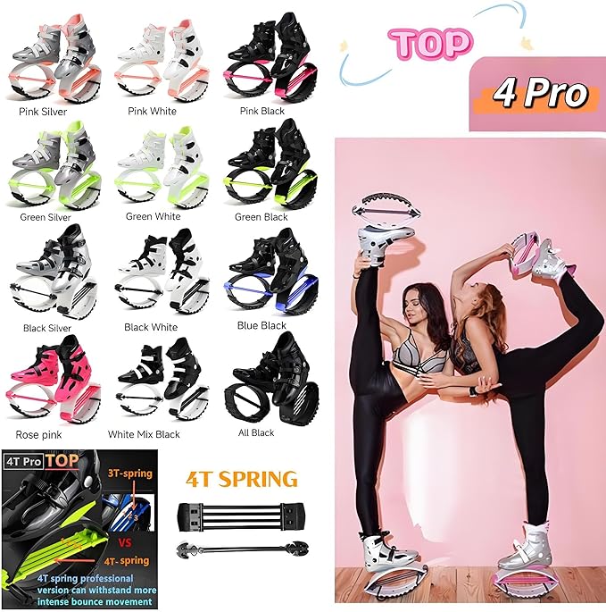Kangaroo Jump Shoes for Women & Men – Adult Moon Shoes with 4 Springs, Low-Impact Fitness Jumping Boots for Exercise, Weight Loss, Cardio
