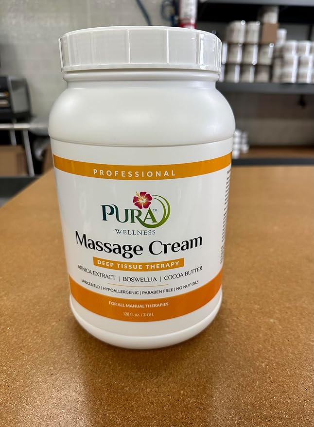 Deep Tissue Therapy 1 Gallon Massage Cream, Professional, Massage Therapy, Unscented, Natural Ingredients, Skin Hydrating, Moisturizing, Muscle Relief, for Bruising, Recovery, Soothing