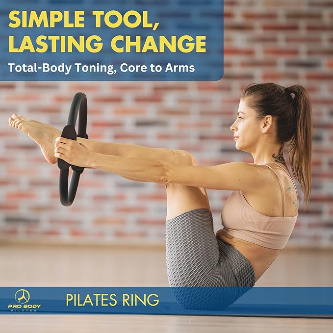 ProBody Pilates Ring Set with 14-Inch Magic Circle Ring, 9-Inch Exercise Ball, 5 Resistance Bands, Pump, Training Guides, & Storage Bag for Core Strength, Balance, Stability Training