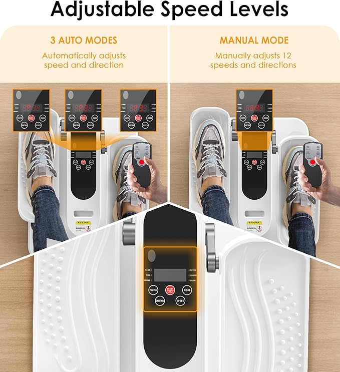 Under Desk Elliptical Machine, Electric Seated Leg Exerciser for Seniors, Adjustable Speed & Low-Impact Design, Quiet Portable Trainer with Remote Control for Home Office