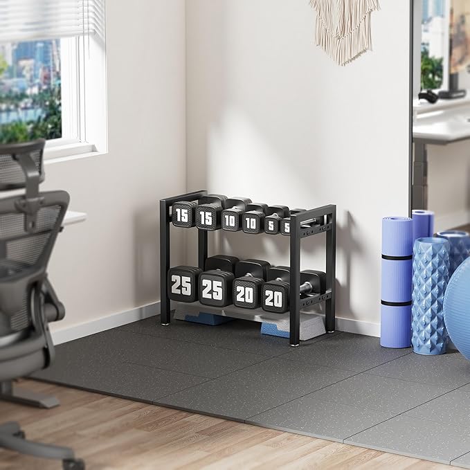 Dumbbell Rack 2-Tier Adjustable Weight Rack For Home Gym Dumbbells Kettlebell (Rack Only)