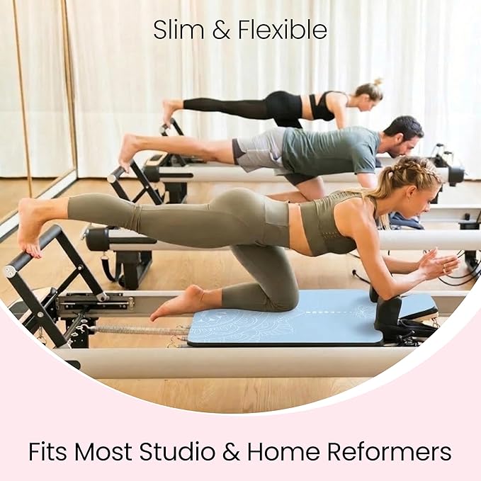 Pilates Reformer Mat Non Slip – Washable Reformer Mat Cover with Grip Socks & Mesh Bag, Sweat Absorbing Pilates Reformer Towel for Studio & Home Use