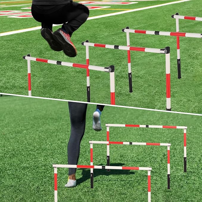 Soccer Agility Training Poles Equipment with Bag, 6 Agility Poles, 3 Horizontal Sticks,1 Agility Ladder with Bag, 10 Soccer Cones, Multifunctional Speed Training Equipment for Youth Adults