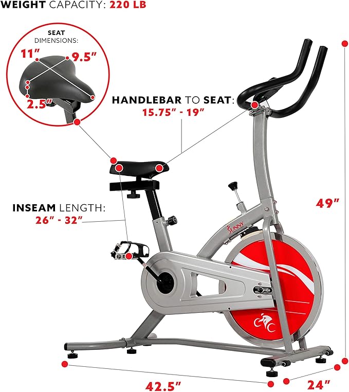 Sunny Health & Fitness Indoor Cycling Exercise Bike with LCD Monitor - SF-1203