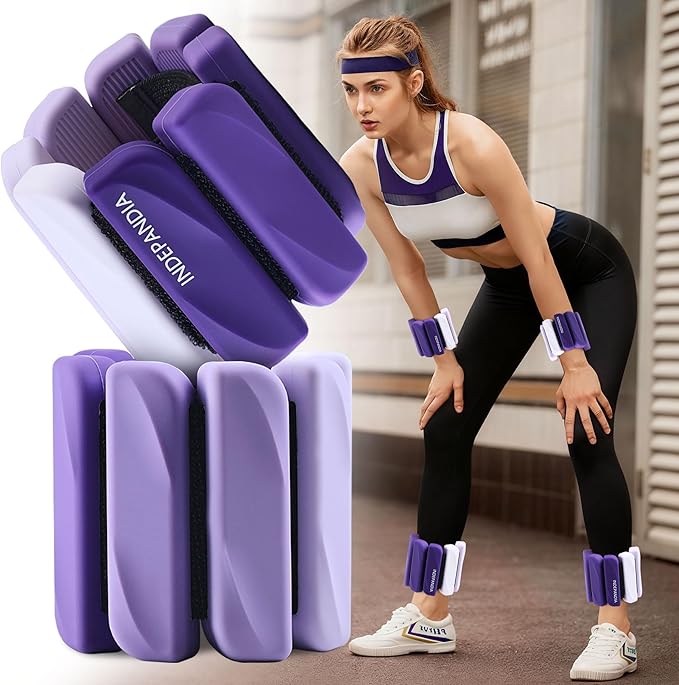 Wrist & Ankle Weights for Women and Men, 2lbs/4lbs Pairs Adjustable Silicone Weighted Bangles for Arm & Leg Workouts, Perfect for Pilates, Barre, Yoga, Walking & Home Fitness 24055