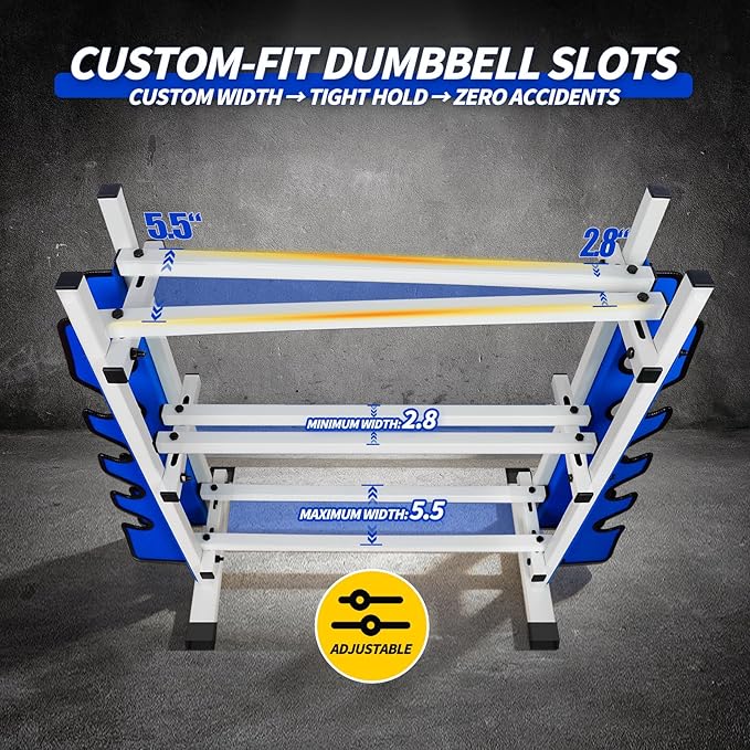 Heavy Duty Dumbbell Rack, Double-Side Extension Holder for Dumbbells & Kettlebells Home Gym Storage Rack