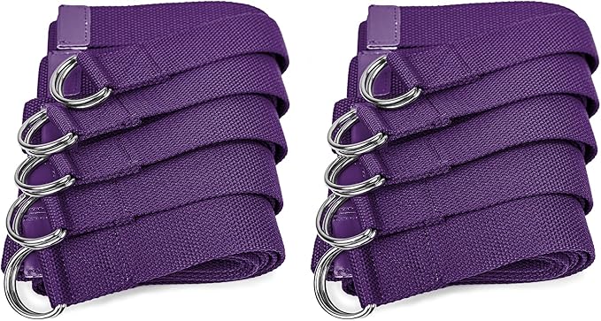 Sunshine Yoga 10-Pack Yoga Strap, 8-Foot Yoga Straps With Anti-Slip D-Ring Buckle, Adjustable Leg Stretching Strap, Exercise Stretch Strap for Muscle and Hamstring Stretch