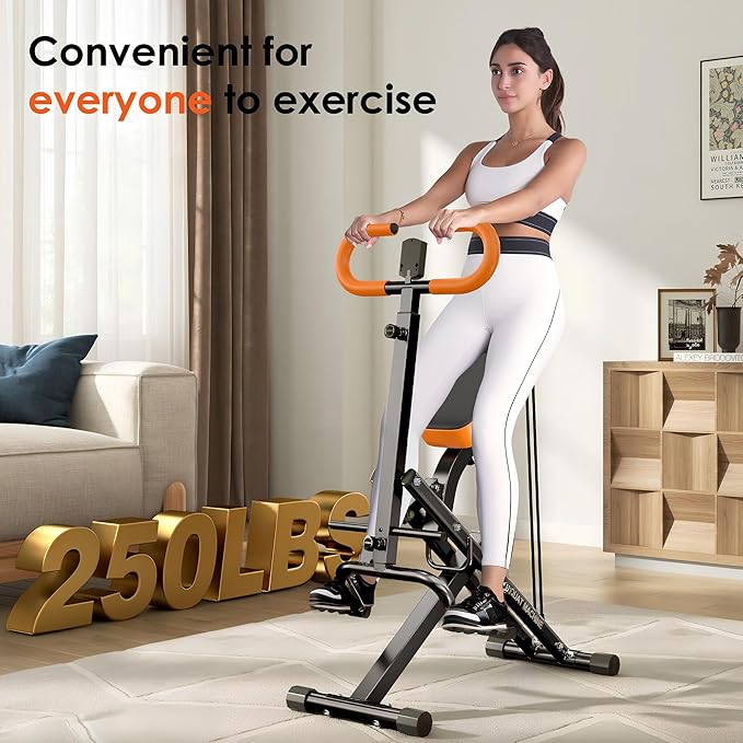 DlandHome Squat Machine, Squat Rowing Machine with Adjustable High-Strength Resistance Band for Home Gym, Foldable Leg Glute Trainer for Full Body 330lbs
