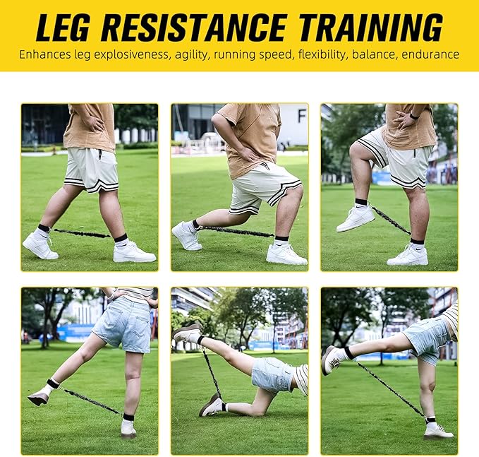 Vertical Jump Trainer Leg Strength Ankle Resistance Bands with Cuffs Workout Equipment for Fitness Basketball Volleyball Tennis Jumping Strength Training Equipment