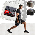 18 Pack Interlocking Gym Flooring Mats for Home Gym, 0.4 Inch Thick Non-Slip EVA Foam Puzzle Exercise Tiles with Edge Strips, Shock Absorption for Workout, Yoga, Treadmill, Garage, Basement