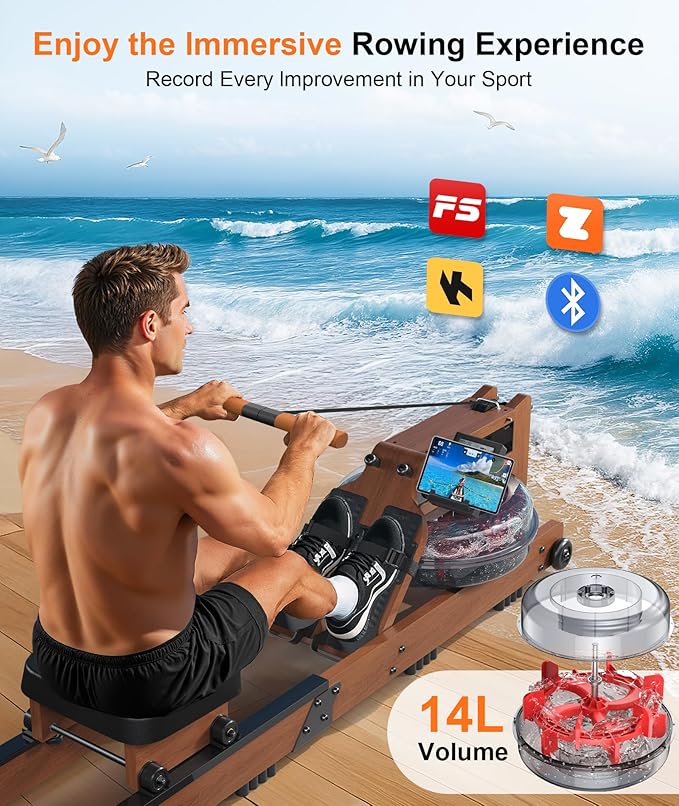 2026update Magnetic Rowing Machines for Home,Rower Machine with 16 Levels,Powerful Silent Magnetic Resistance,350lbs Weight Capacity,LCD Monitor,Silent Rail System,Row Machine for Home Gym Exercise