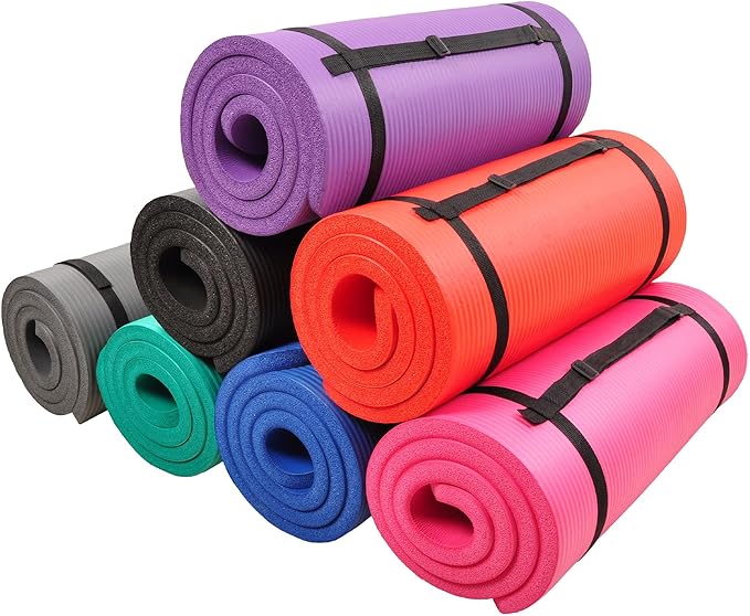 Fitvids 1/2-Inch Extra Thick High Density Anti-Tear Exercise Yoga Mat with Carrying Strap