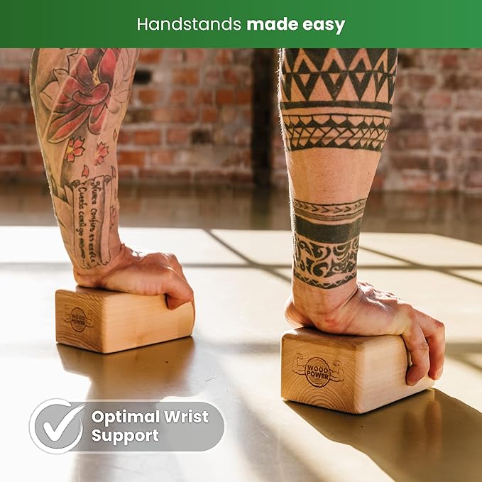 WOODPOWER BalanceBlocks - Handstand Blocks & Yoga Block in One - Bodyweight Training, Gymnastics, Acrobatics, Yoga, Yoga prop and accessory, Lightweight, Good for Travel, Premium European Quality (Pack of 2)
