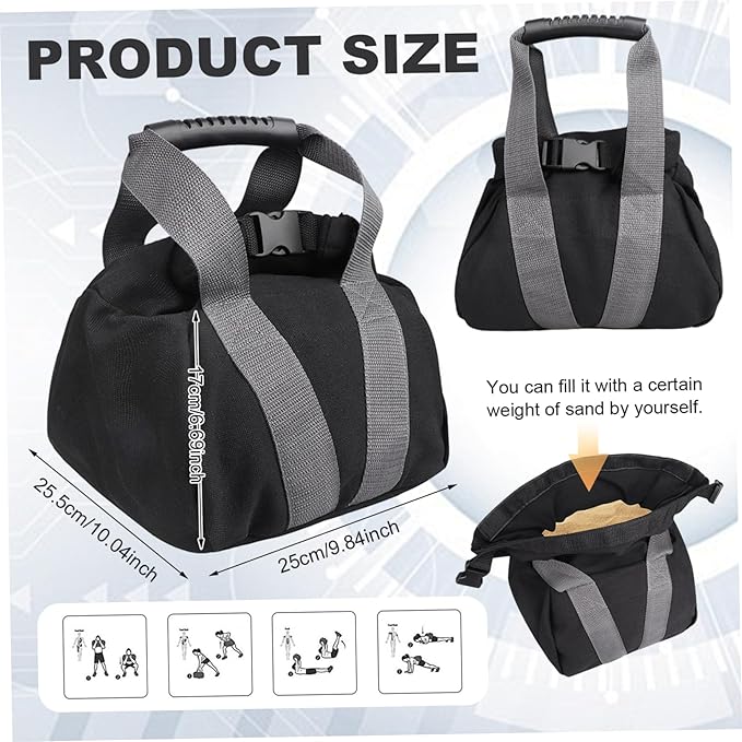 2Pcs Fitness Sandbags with Non-Slip Handle Refillable Portable Canvas Sand Kettlebell Soft Sand Bag for Home Training, Fitness, Yoga Workou Kettlebell