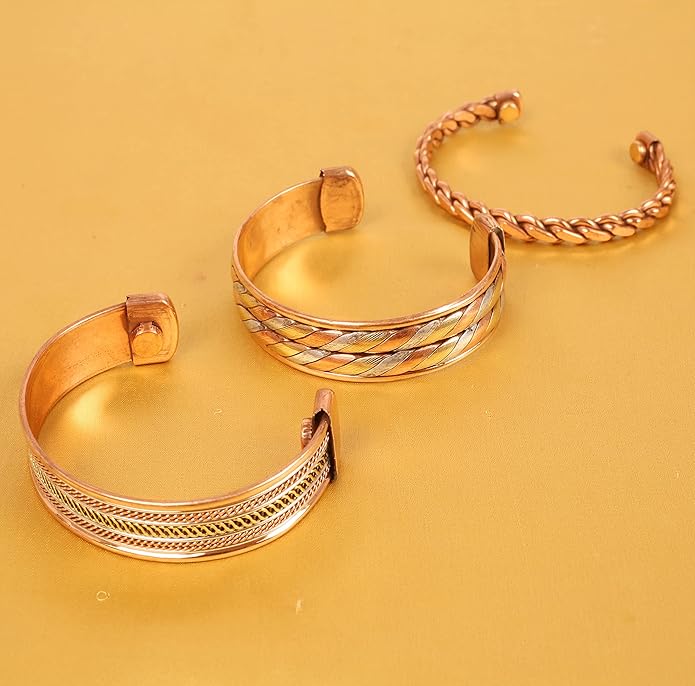 Copper Bracelet Tibetan Style. Hand Forged with Solid and High Gauge Copper Jewelry Cuff for Women Men. Combo of Different Designs