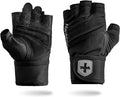 Harbinger Pro Wristwrap Gloves 3.0 - Enhanced Grip, Superior Wrist Support, Breathable 4-Way Stretch Lycra, Durable Leather Palm, Half-Finger Design for Weightlifting, Fitness Training, Women's