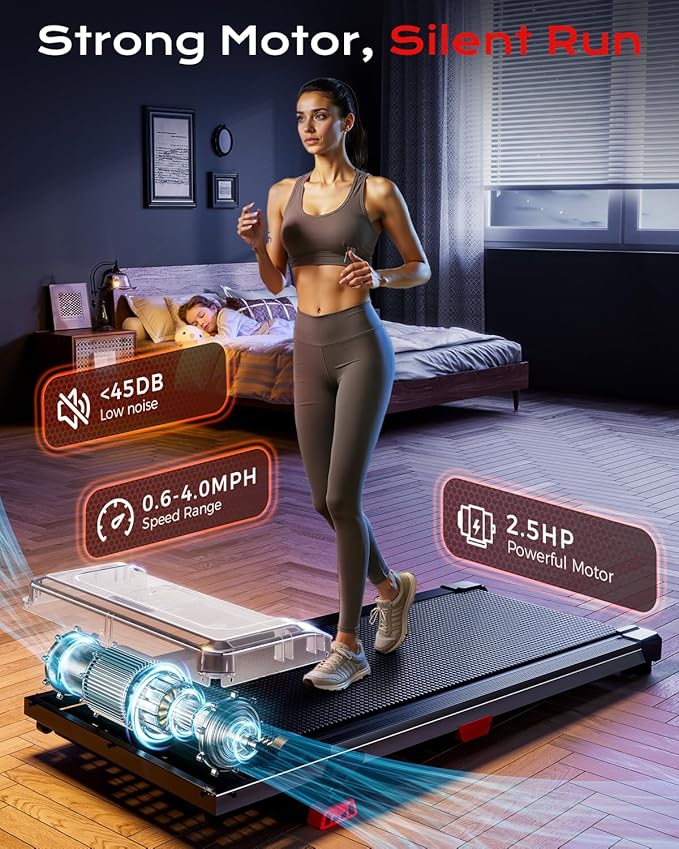 Walking Pad, Treadmill with Incline, 10% Under Desk Treadmill, EAGLOG 2.5HP Portable Treadmills for Home Small Women, Running Machine with Remote Control, 330lbs Capacity
