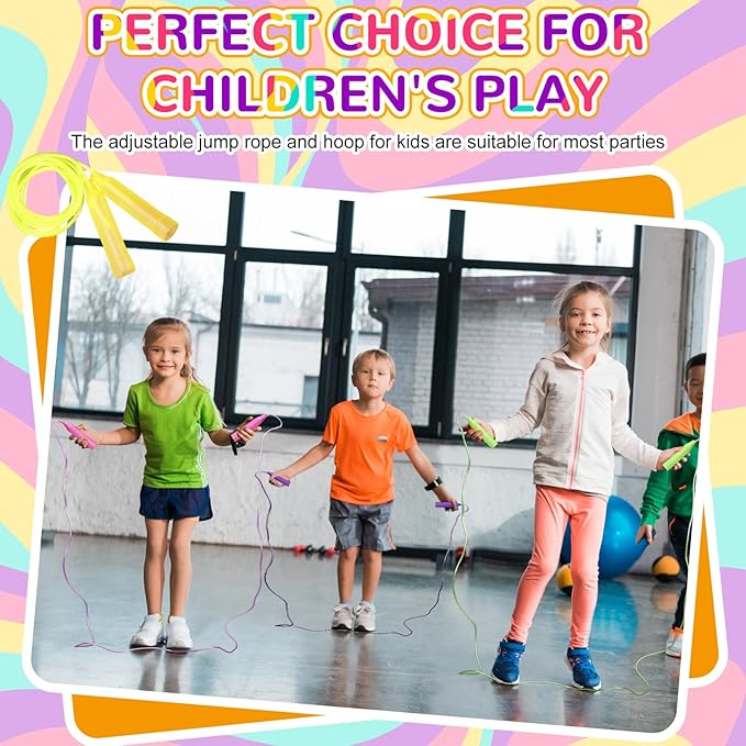 Poen 16 Pcs Detachable Hoop and Jump Rope Set Adjustable Exercise Hoop Skipping Rope Equipment for Fitness Teens Adults Weight Loss Exercise Gymnastics