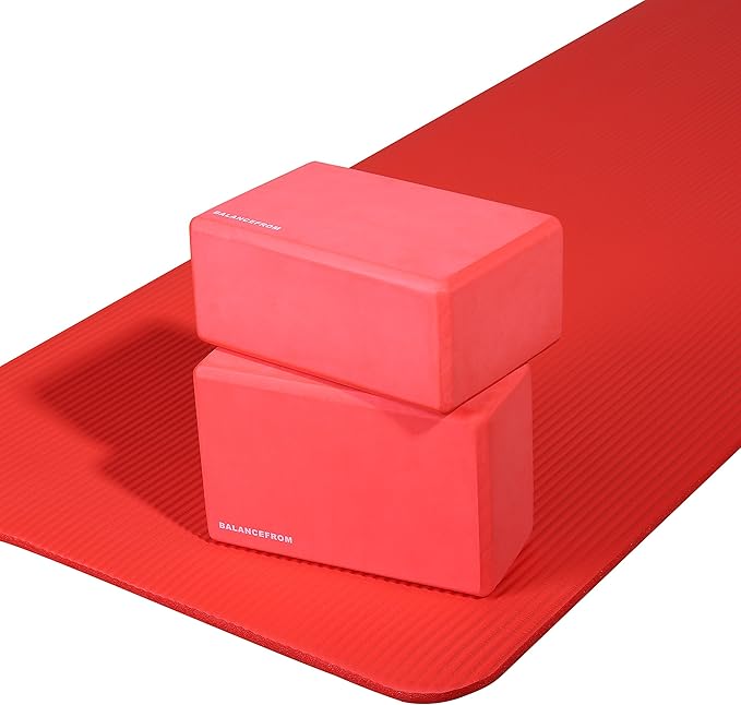 Fitvids Set of 2 High Density Yoga Blocks, 9"x6"x4" Each, Pair, Multiple Colors