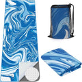 Yoga Mat Towel Cover with Large Corner Pockets, Non Slip Grip Microfiber Mat Cover Mat for Hot Yoga, Pilates and Gym Workout, 70" L x 26" W, Blue