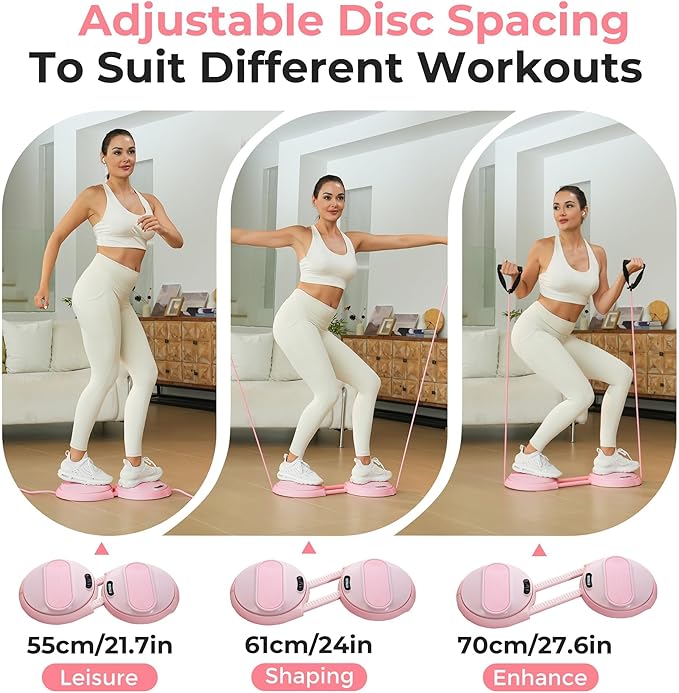 Waist Twisting Machine Exercise - Ab Twister Board MAX 300LBS | Intelligent Counting Lap & Calorie & Time, with 2 Resistance Bands | 3 Adjustable Distances to Suit Different Exercise Needs