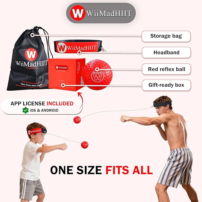 Boxing Reflex Ball with Punch Counter App, Fun Punch Game with Headband, Hand Eye Coordination Training | Boxing Equipment, Fitness Gift Ideas for Teen Boys and Anyone into MMA Training
